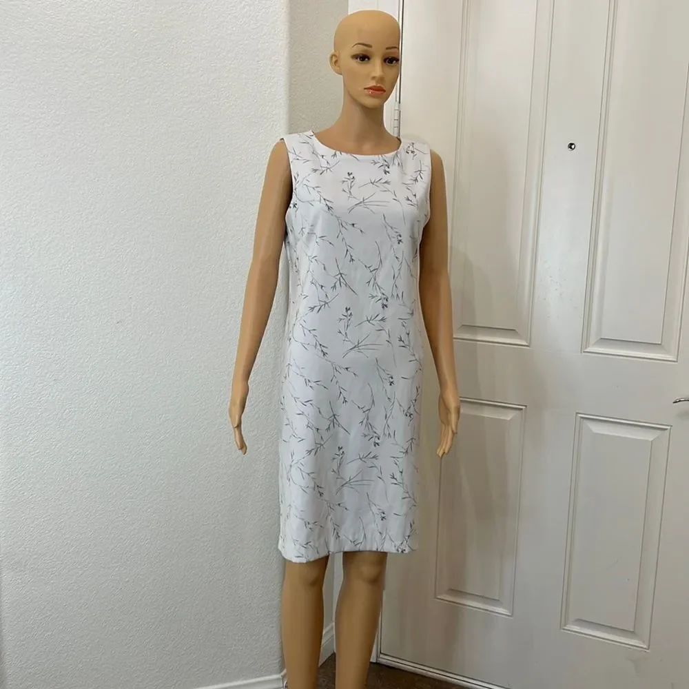 Norton McNaughton Petites Dress Size 10P Scoop Neck Sleeveless Midi Blue Gray